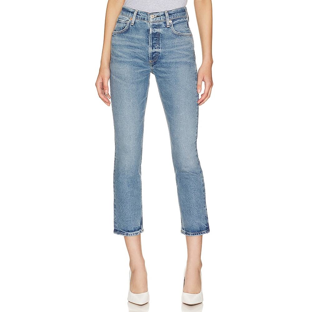 Citizens Of Humanity 'Charlotte' Blue Crop High Rise Straight Denim Jeans Size